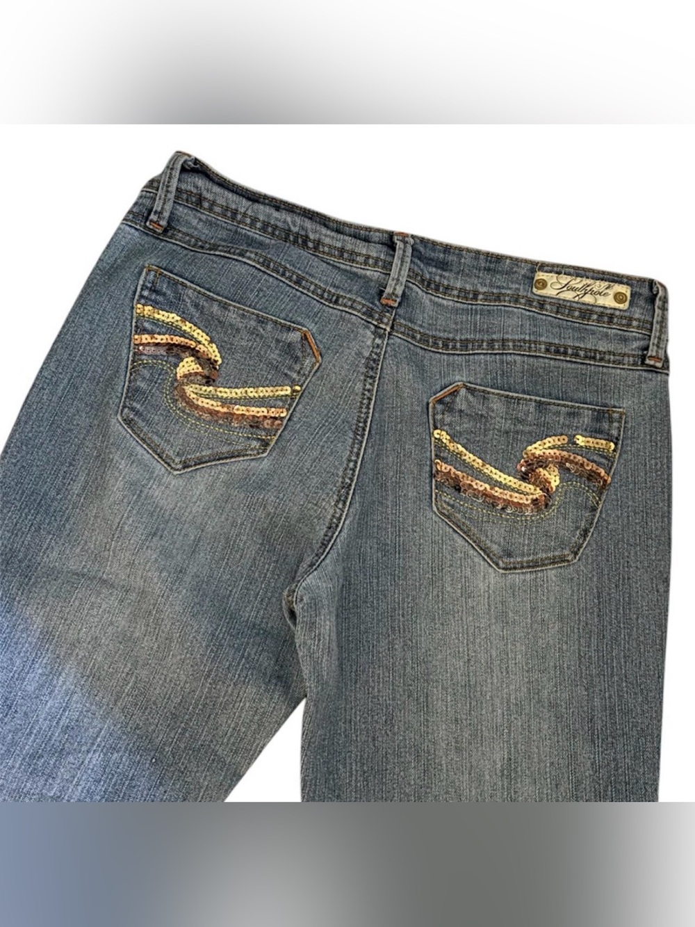 South Pole Blue Women's low rise  Jeans with Gold Sequin Back Pockets